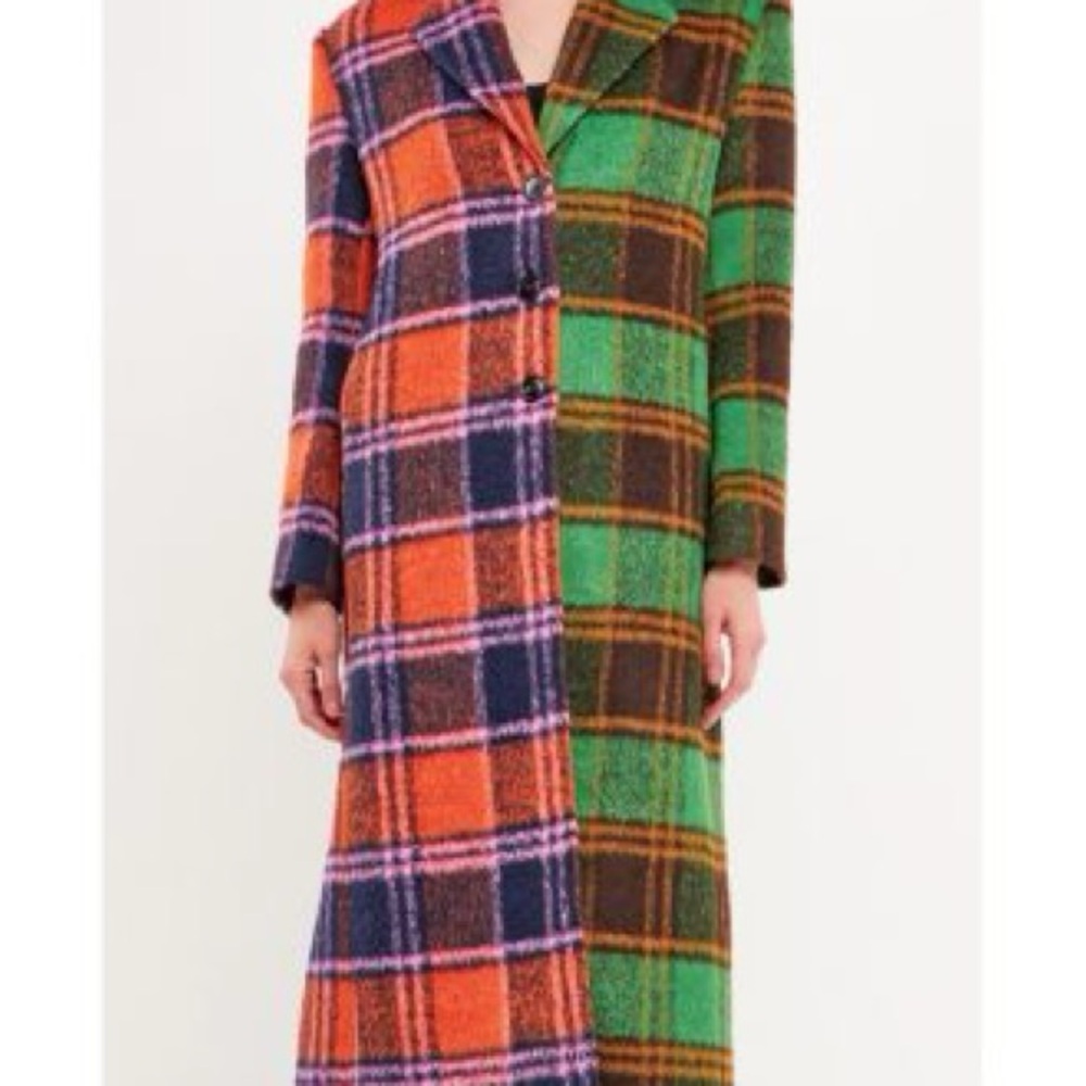 English Factory Plaid Long Coat size S